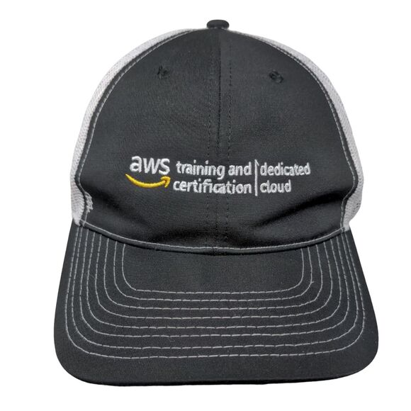 Amazon Training Dedicated Certification Cloud Trucker Hat Black OS Mesh Back - Picture 1 of 9
